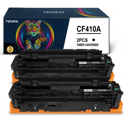 TESEN 410A 【with New Chips】 Remanufactured Toner Cartridge Black 2 Packs